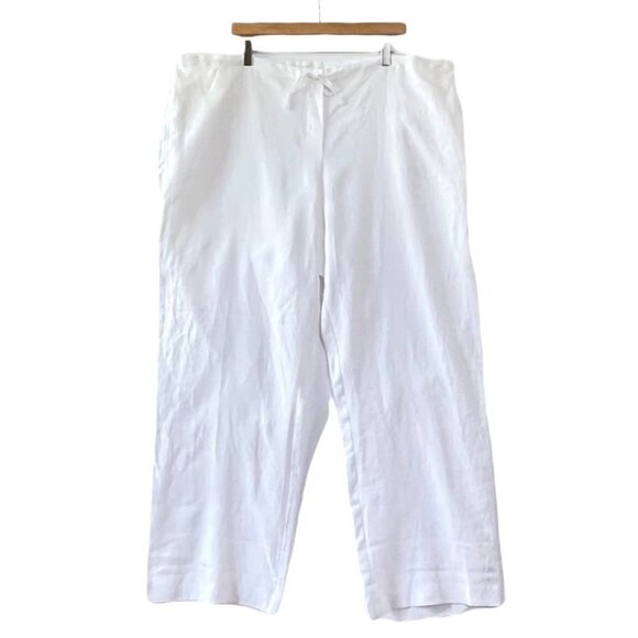 Lane  Bryant Collection White Linen Wide Straight Leg  Drawstring Pants Size 22 - Picture 2 of 5